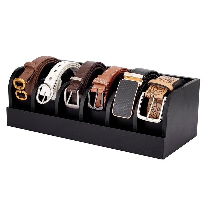 Wooden Belt Storage Box Household Wardrobe Tie Multi-grid Organizer Watch Storage Display Box