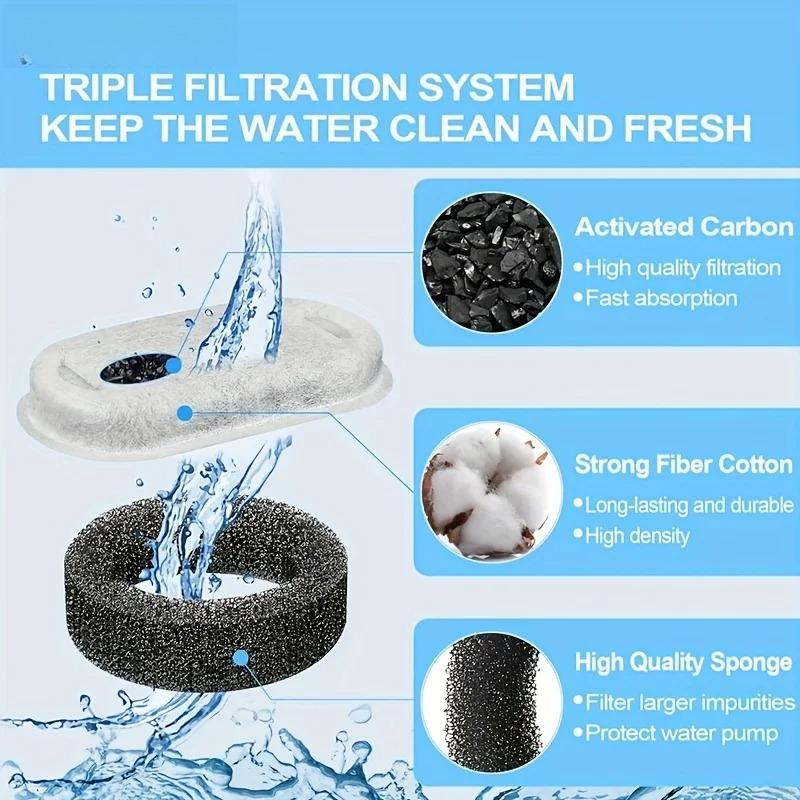 12/15PCS Activated Carbon Sponge Filters Replacement for Stainless Steel Cat Water Fountain Pet Dispenser