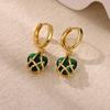 Emerald Green Heart Dangle Hoop Earrings For Women 18-K Gold Plated Love Huggies Earring Jewelry Elegant Party Cute New Gifts