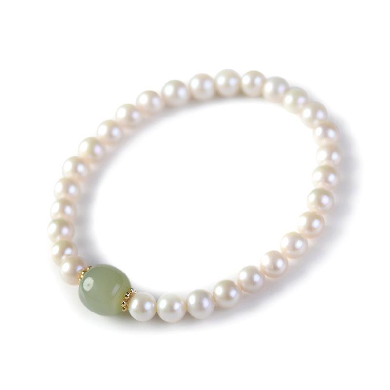 Elegant Sky Blue Hetian Jade & Pearl Beaded Charm Bracelet for Women - Best Friend Gift