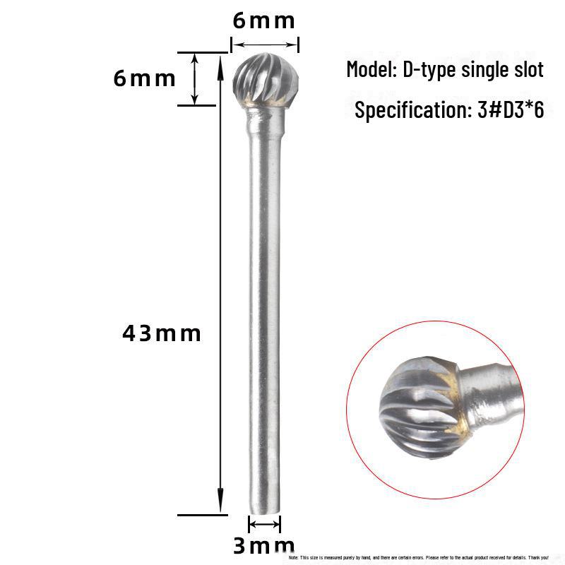Tungsten Steel Grinding Head Carbide Rotary File for Metal Polishing, Wood Carving, Milling Cutter - 3x6mm