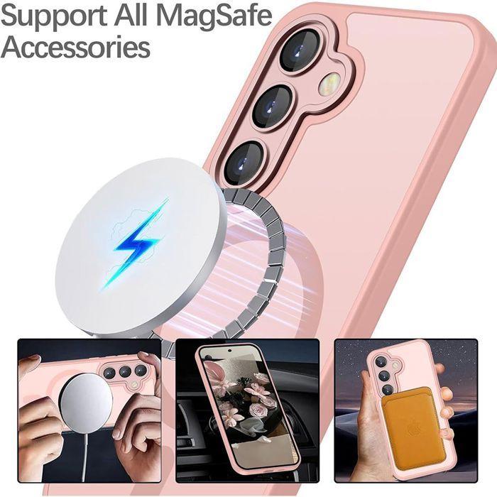 Coque Antichoc - BOOLING - pour Samsung Galaxy S26 Plus - Cercle Magnétique Protection Caméra - Rose