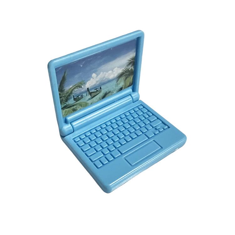 Mini Cartoon Laptop Model for Kids' Dollhouse Decor