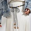 Inspired Cotton Ethnic Womens Belt Wooden Bead Pendant Fashion Waist Rope