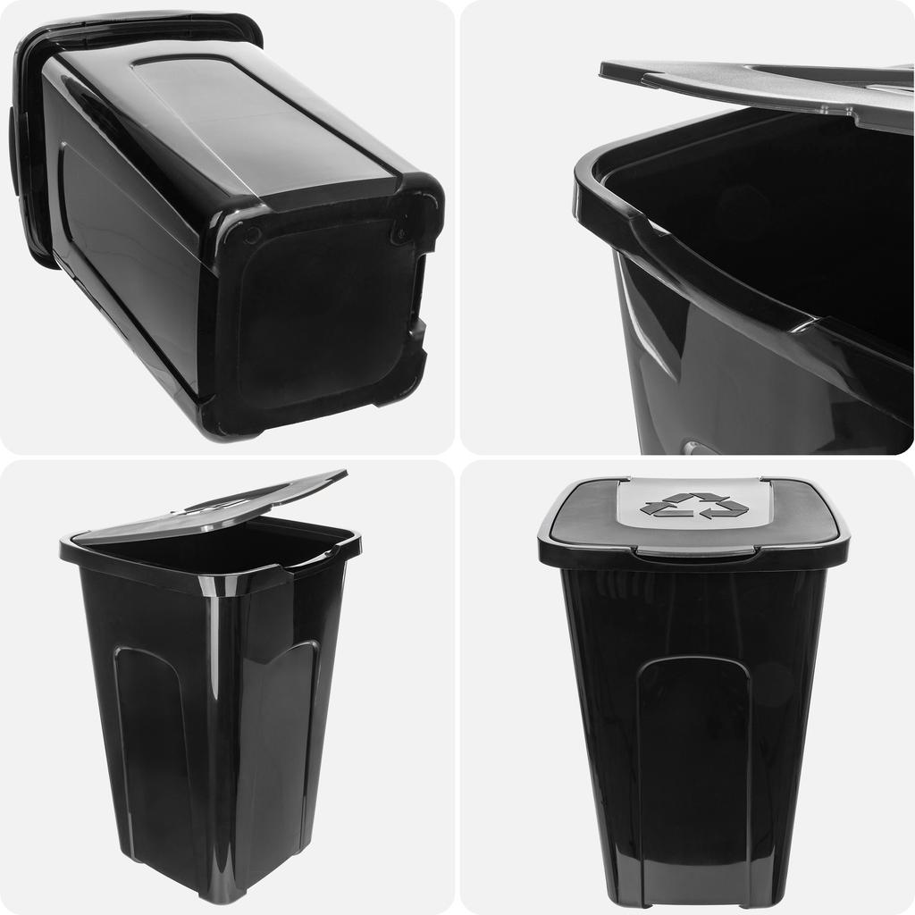 KADAX Trash Can Waste Container for Sorting 50L Bucket Black Container