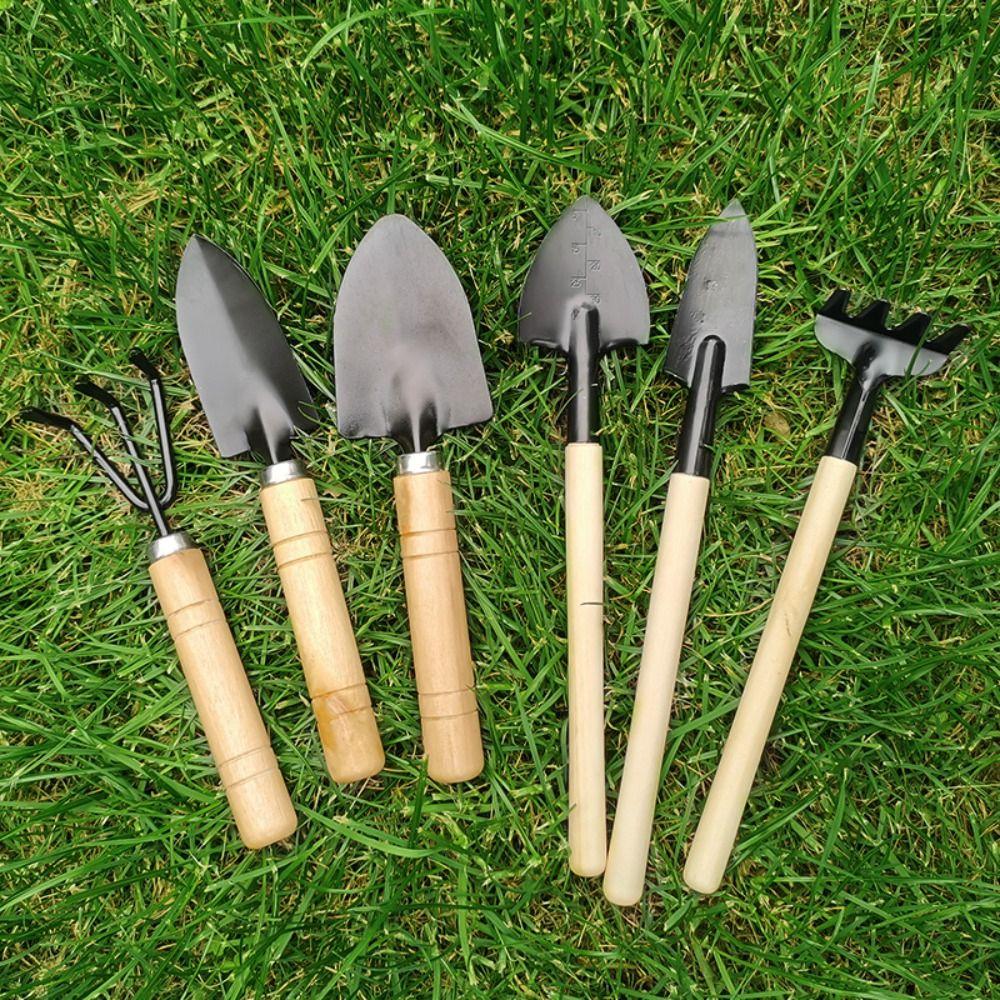 Multifunctional Bonsai Tools Wooden Handle For Flower Pots Small Rake Shovel Garden Shovel Spade