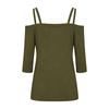 Womens Off Shoulder Top Short Sleeve Cut Out Detail Cross Strap Casual Blouse Summer Lightweight Knit Shirt
