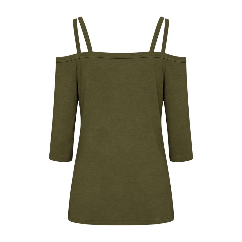 Womens Off Shoulder Top Short Sleeve Cut Out Detail Cross Strap Casual Blouse Summer Lightweight Knit Shirt