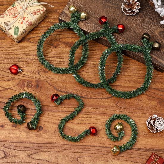 Christmas Garland for Stair Railings 11.8 Inch Ties Banister Bells, Decorative Twist Ties, Reusable Lifelike Greenery Artificial Pine Hanger