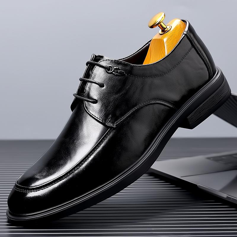

Fashion Business Casual Leather Lace Up Derby Shoes Comfortable Men s Flat Handmade Dress Shoes for Men Classic New Men s Oxford Shoes 38