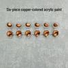 Metallic Acrylic Paint Set (Gold, Silver, Copper) for Clay and Plaster, 3ml, 6-in-1.