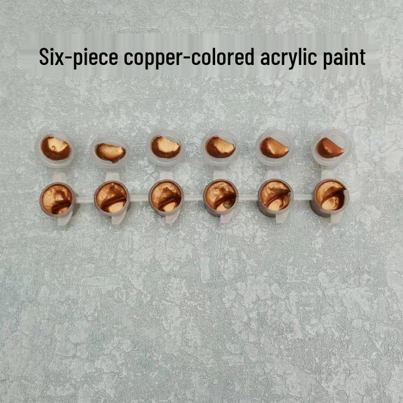 Metallic Acrylic Paint Set (Gold, Silver, Copper) for Clay and Plaster, 3ml, 6-in-1.