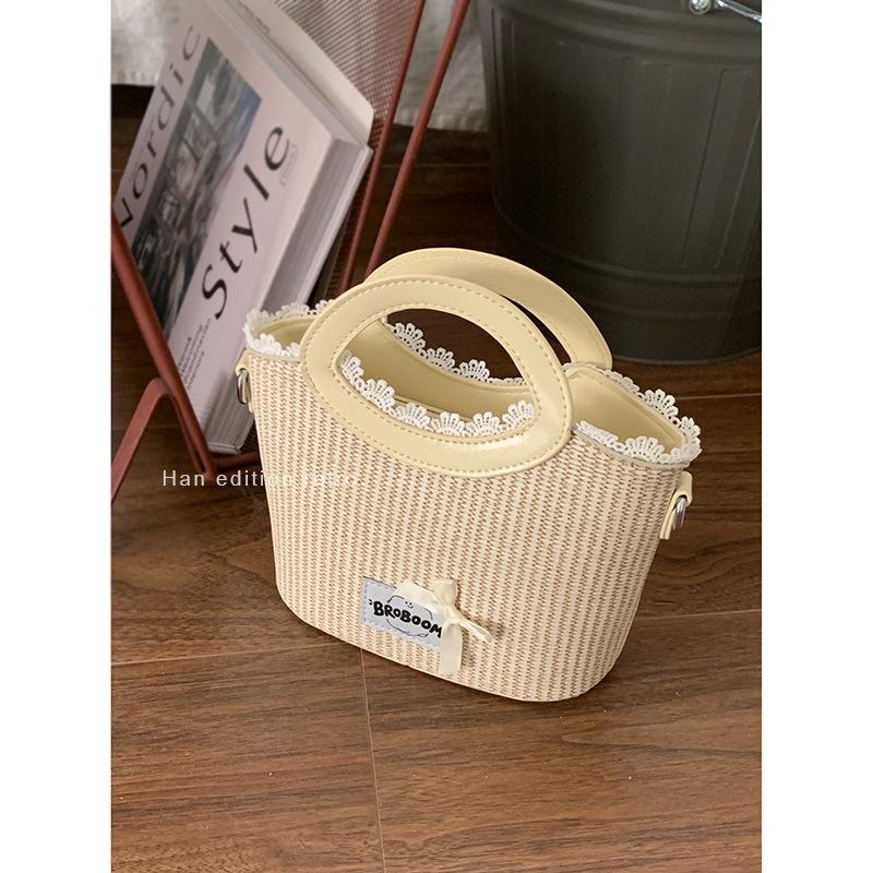 Summer Fashion Straw Bag Women's  New Sweet Girl Feeling Portable Vegetable Basket Bag Versatile Messenger Bag
