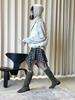 Xu Man Korean Retro Plaid Irregular Hem Tall Slimming Skirt for Women