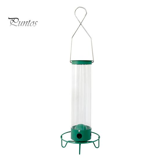 

Кормушка для птиц из металла, защищающая от белок, подвесная кормушка для птиц с насестом, прозрачная трубка, станция кормления для уличных птиц для дятлов, воробьев, вьюрков зелёный