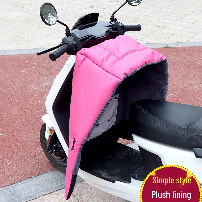 Electric Motorcycle Winter Windshield Cover - Extra Large, Fleece-Lined, Waterproof PU Leather