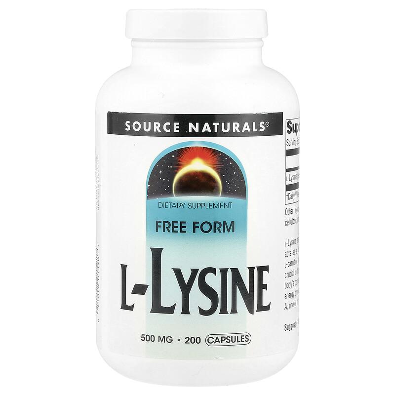 L-Lysine, 500 mg, 200 Capsules