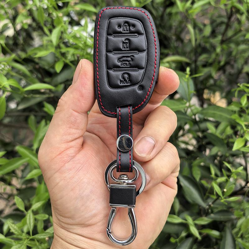 Leather Car Remote Key Case Cover Shell For Hyundai Creta Ix35 Ix45 I10 I30 I40 Tucson Santa Fe Rena Sonata Elantra Accessories