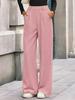 2025 Autumn/Winter European & American Ribbed High-Waisted Wide-Leg Women's Pants - Casual Commute Style