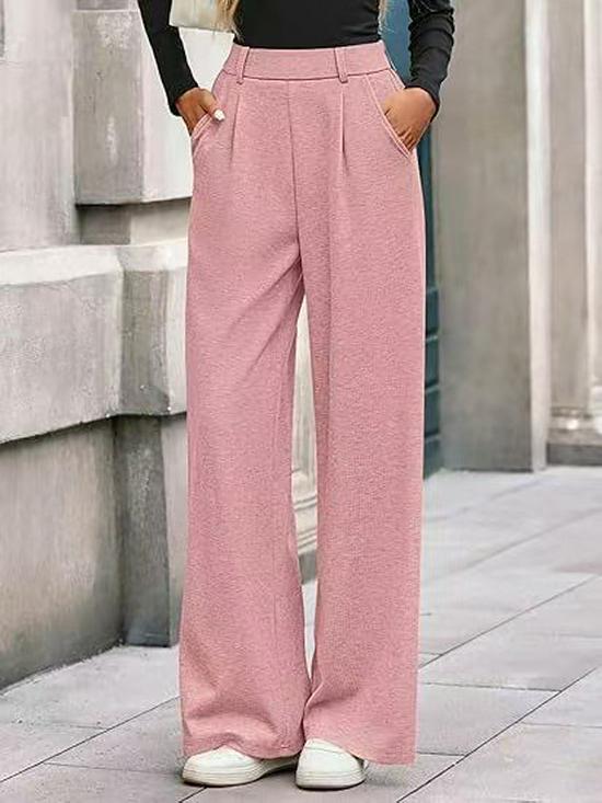 2025 Autumn/Winter European & American Ribbed High-Waisted Wide-Leg Women's Pants - Casual Commute Style