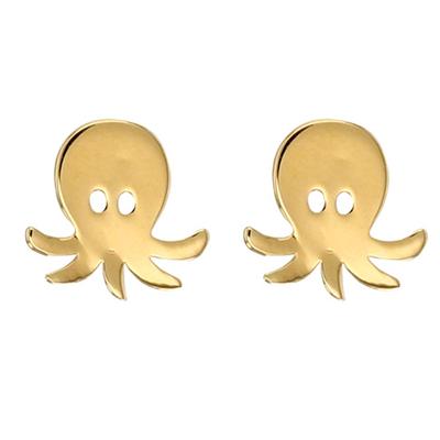 [Q9342] - Gold Plated 'Hypocampus' Earrings - 8x8 Mm