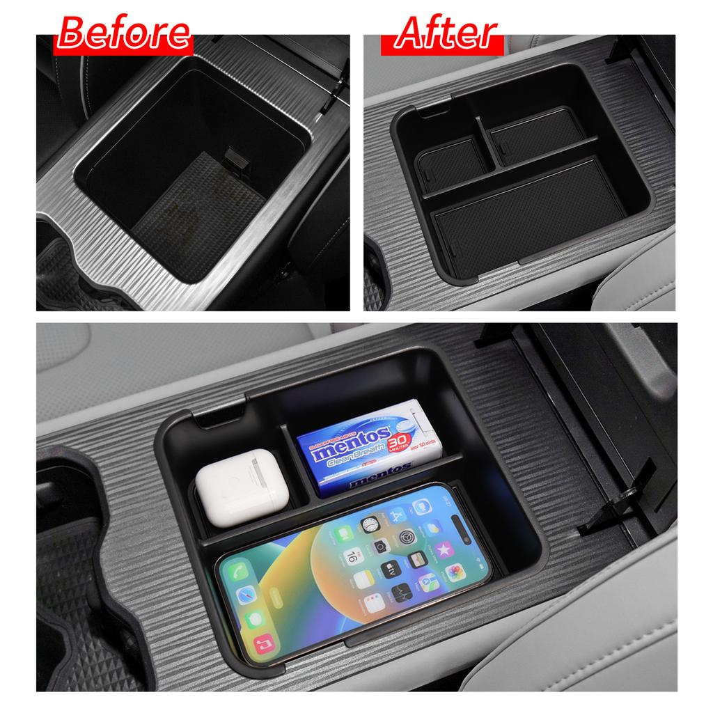 For Chery Jetour T-1 2025 2025 Armrest Storage Box Car Tray TPE Organizers Accessories Tidying Black ABS