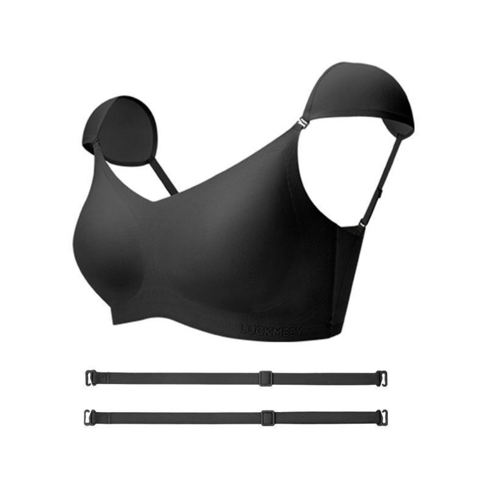 Anti-sagging Right-angle Shoulder Bra Seamless Wireless Bra Elastic Shoulder Pad Bra  Women/Girl L чёрный