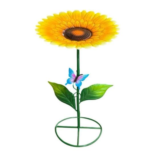 Xiaobudian Metal Sunflower Bee Feeder, Lotus Leaf Butterfly Cup, Outdoor Watering Station, Pollinators Bath Bowl for Garden Yard Lawn Decor