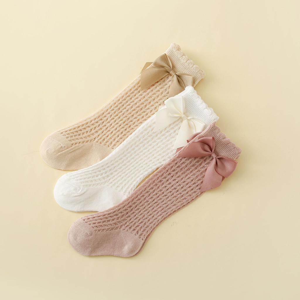 Neue Sommer Baby Socken Mädchen Neugeborene Mather Kinder Niedliche Kinder Kniehohe Schleifensocken Kleinkind Rutschfest Lange Socken Baumwolle