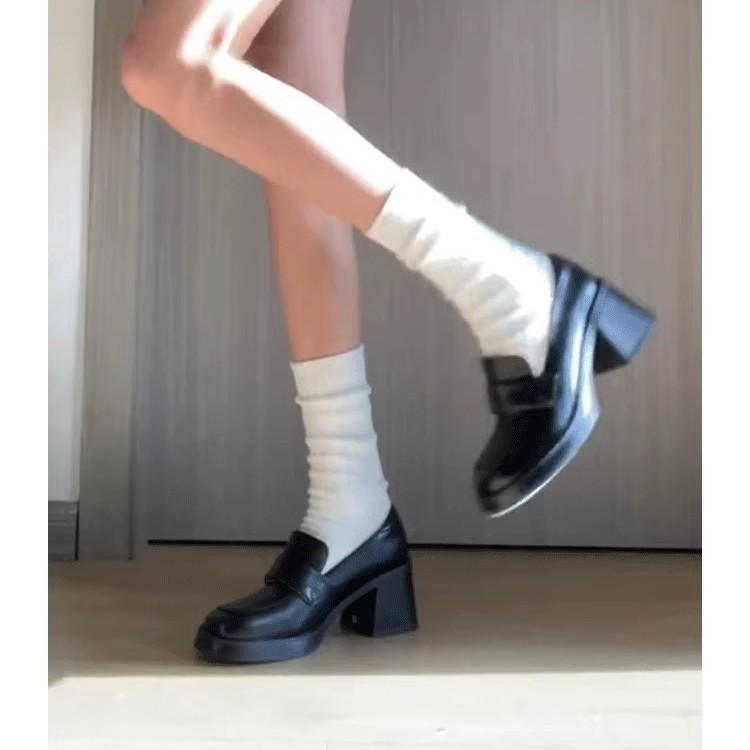 Rindslederversion~ Retro Mary Jane Schuhe mit dickem Absatz im Band-Aid-Stil, Damen Herbst- und Winter-Pendelschuhe, Loafer, JK kleine Lederschuhe