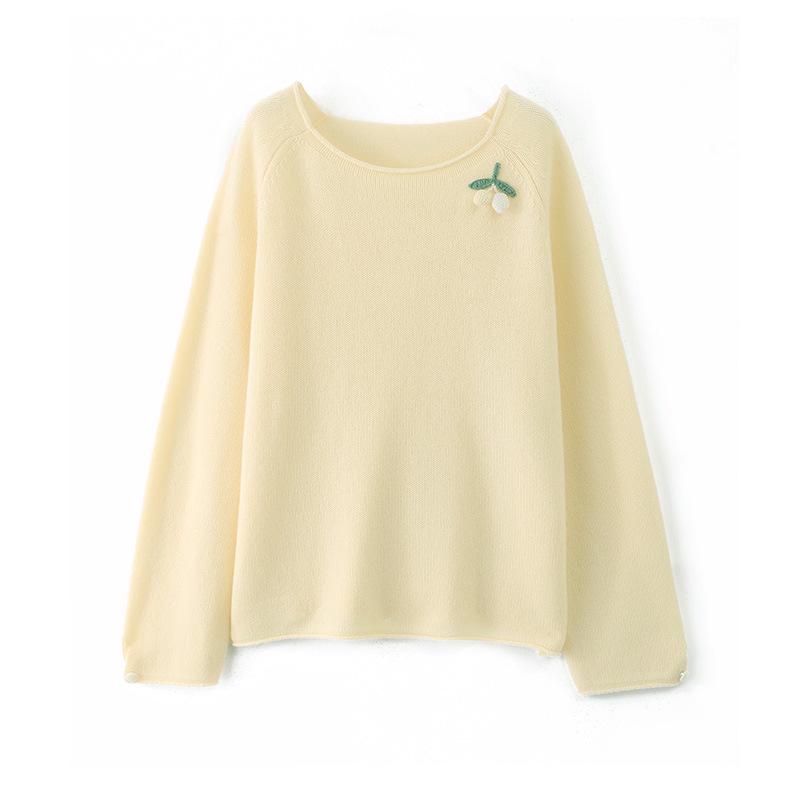 2026 Autumn/Winter Pure Wool Embroidered Round Neck Loose Sweater