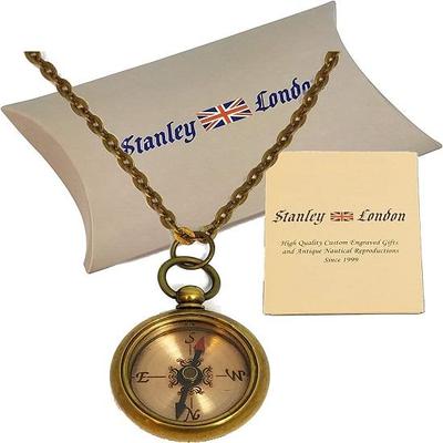 Engraved Antique Brass Working Compass Necklace | Personalized Gift