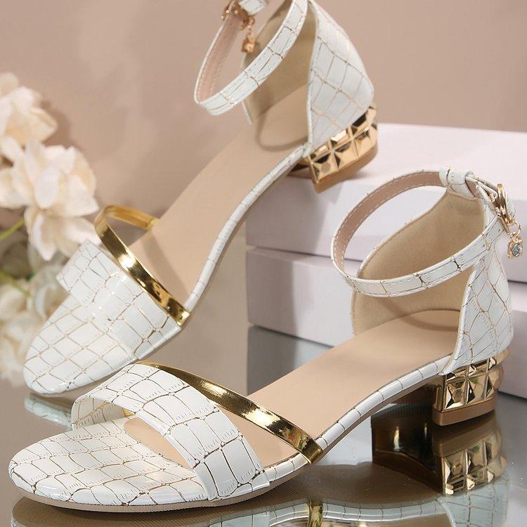 Plus Size Shoes for Women 35-43 Summer Heels Women Buckle Flip Flops Roman 2025 Open Toe Sandals Daily Sandalias De Mujer
