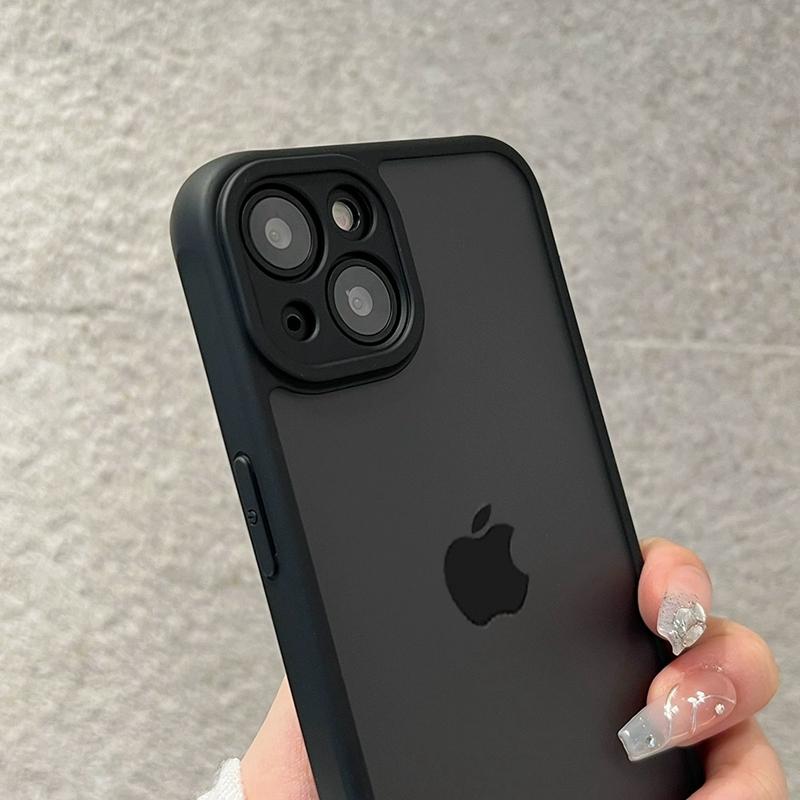 Luxury Matte Black Phone Case For iPhone 12 13 14 15 16 17 Pro Max Plus Air Transparent Shockproof Bumper Back Cases Cover