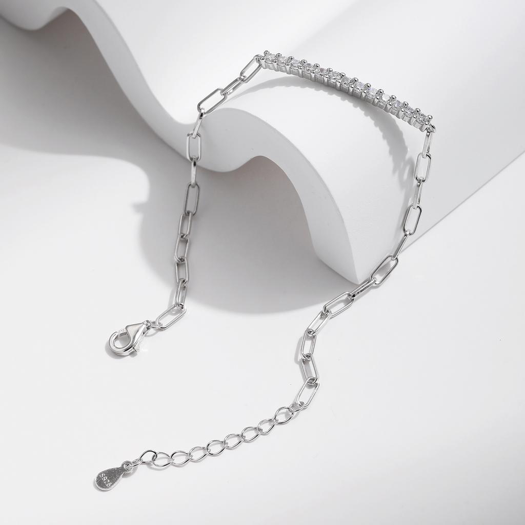 Parıltılı D Renk Moissanite Bileklik 925 Gümüş Kilit Üst Üste Takılabilir Trend Kadın Bileklikleri Hediye Kutulu Takı