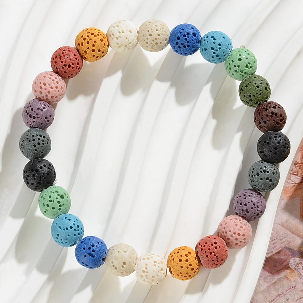 1 Piece Candy Color Volcanic Stone New Beginning Bracelet, Attract Wealth, Eliminate Negativity, Gift for Family and Friends