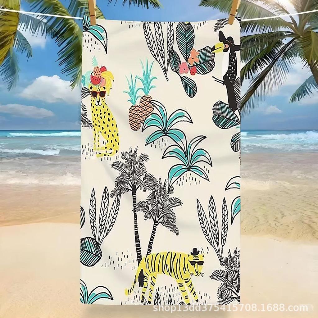 Serviette de plage style surf rétro, couverture-serviette en microfibre ultra-fine, serviette de plage et de piscine absorbante à séchage rapide