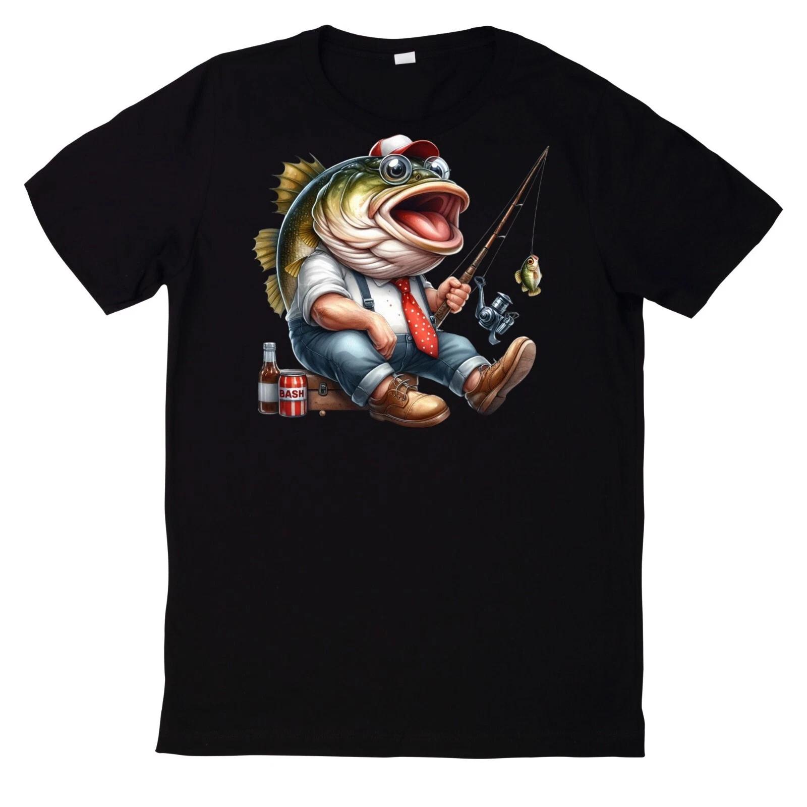 T-Shirt Lustiges Angler Fisch Motiv M