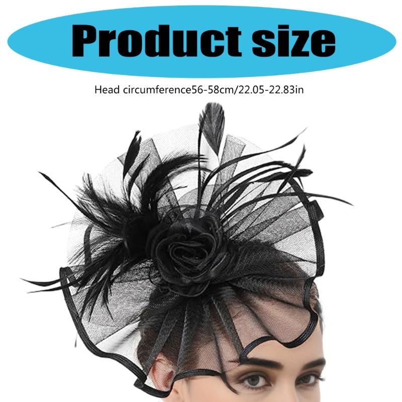 Elegant Feathered Tulle Fascinator Hat with Hair Clip For Women Church Wedding Party Bridal Shower Headpiece Accessory