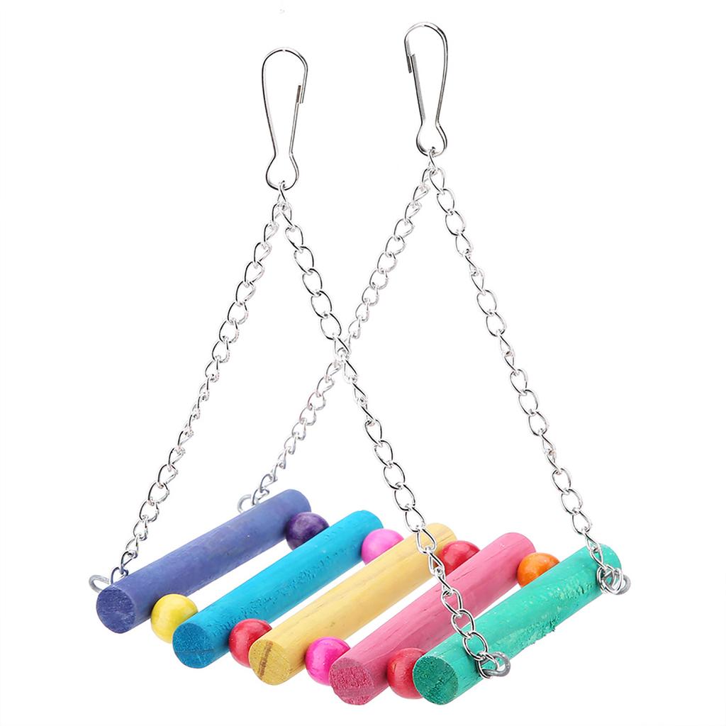 5pcs Set Wooden Bird Parrot Swing Hanging Chew Climbing Toy Set Cockatiel Budgie