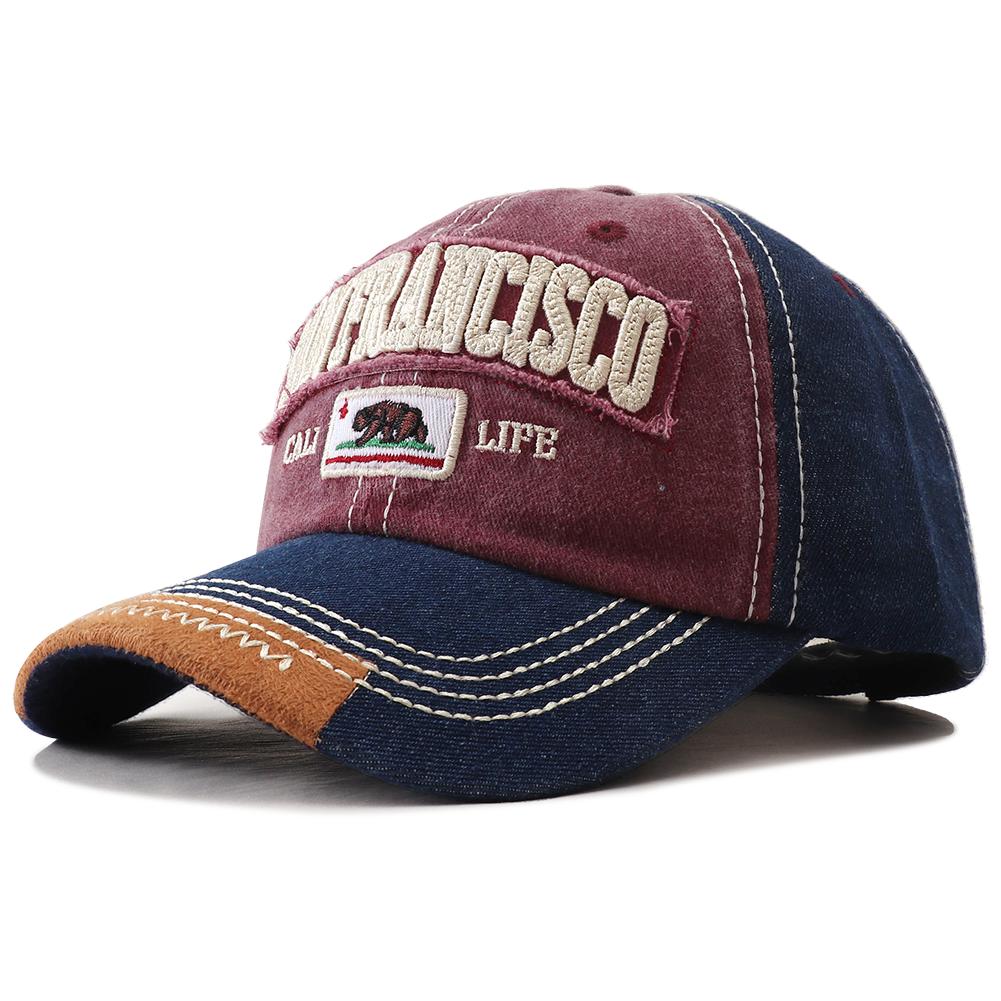 New Bear Embroidered Baseball Cap Men Women Adjustable Retro Washed Denim Hat Hip Hop Outdoor Sports Snapback Dad Hats