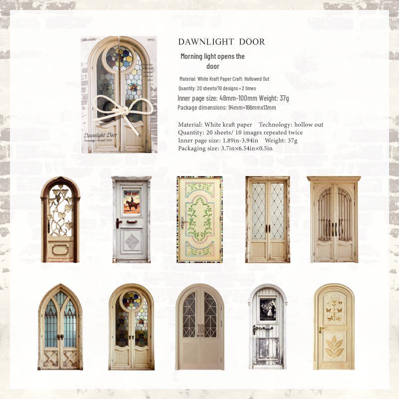 

Полые коллажные наклейки из крафт-бумаги - Серия «Мечта в двери», 6 стилей: Идеально для украшения дневника.