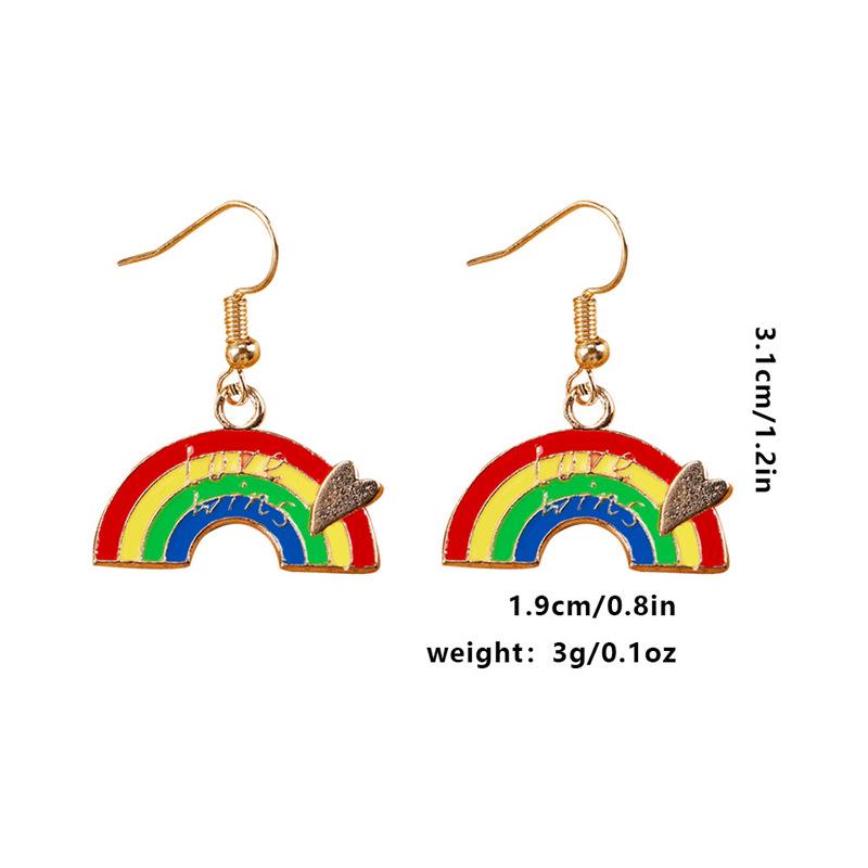 Colorful Alloy Rainbow Flag Love Earrings