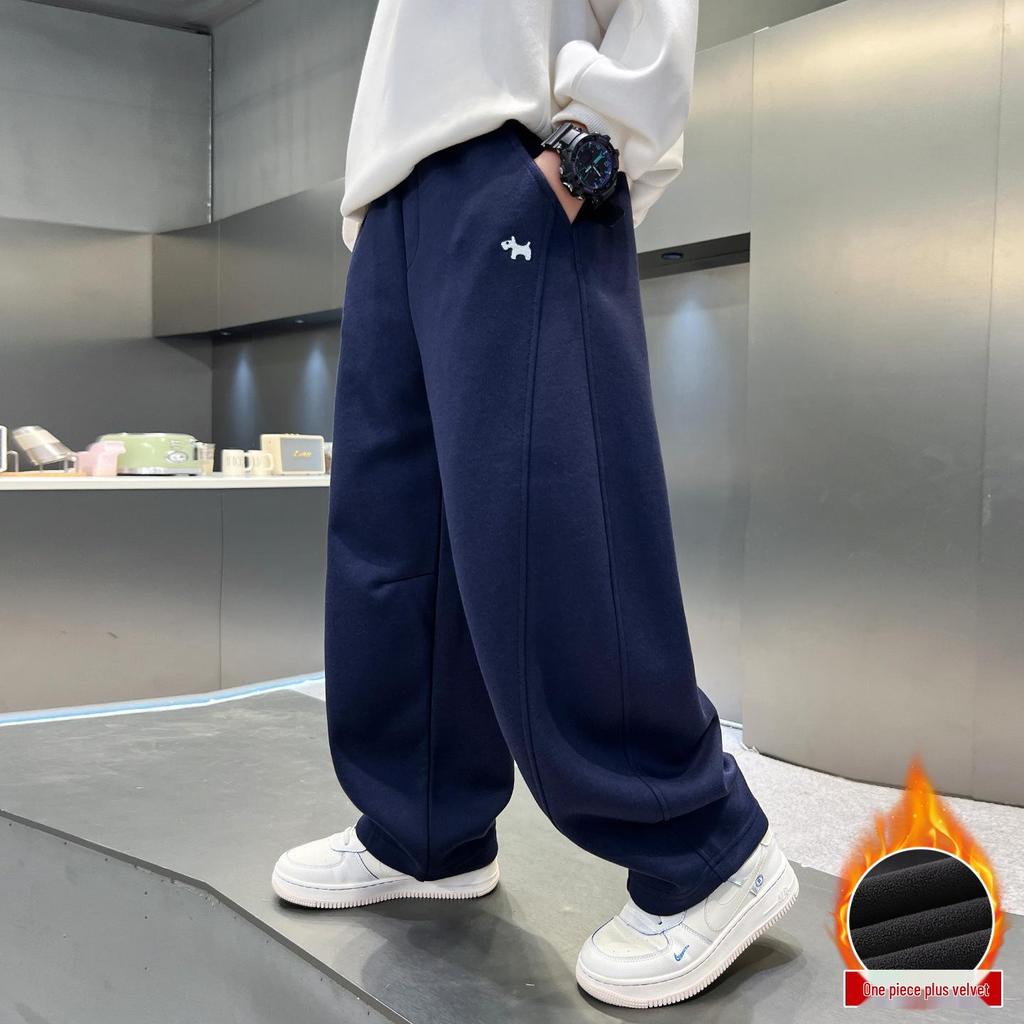 Boys' Fleece-lined Casual Pants for Fall/Winter 2025, Suitable for Medium to Large Children and Teens.