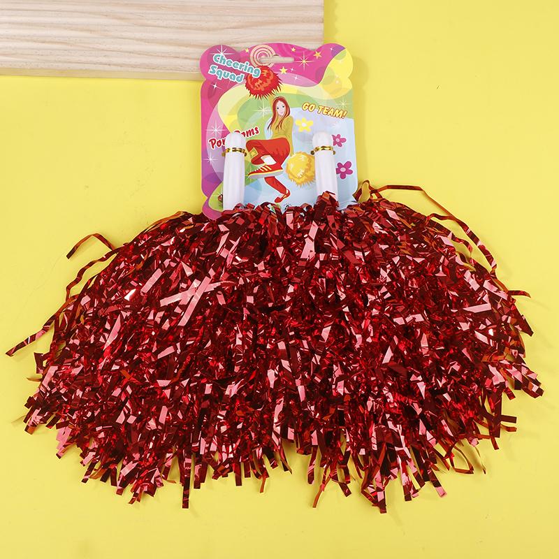 Stunning Pair of Non-Fading Metallic Cheerleading Pom Poms, Ideal for Kids and Adults, Brilliant for Sports and Dance Teams