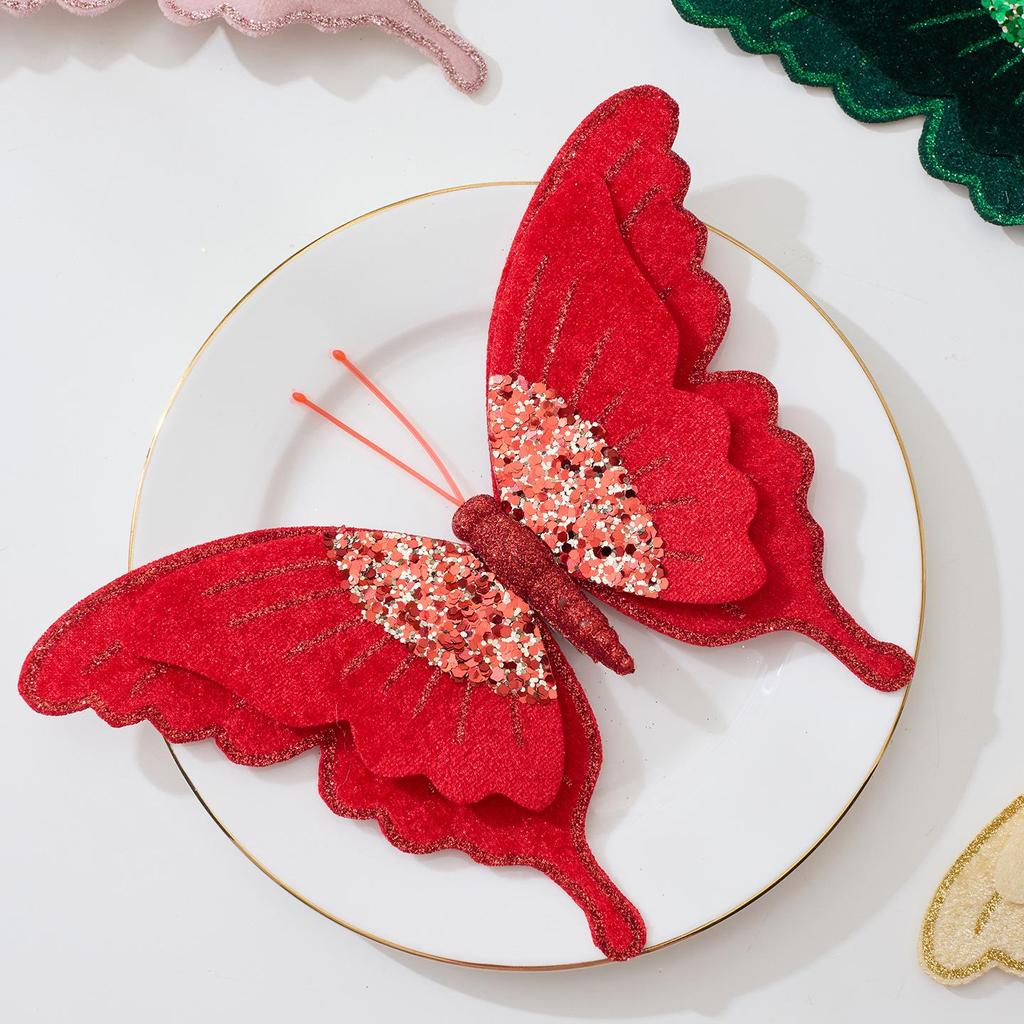High-Grade Velvet Double-Layer Butterfly Christmas Tree Decorations