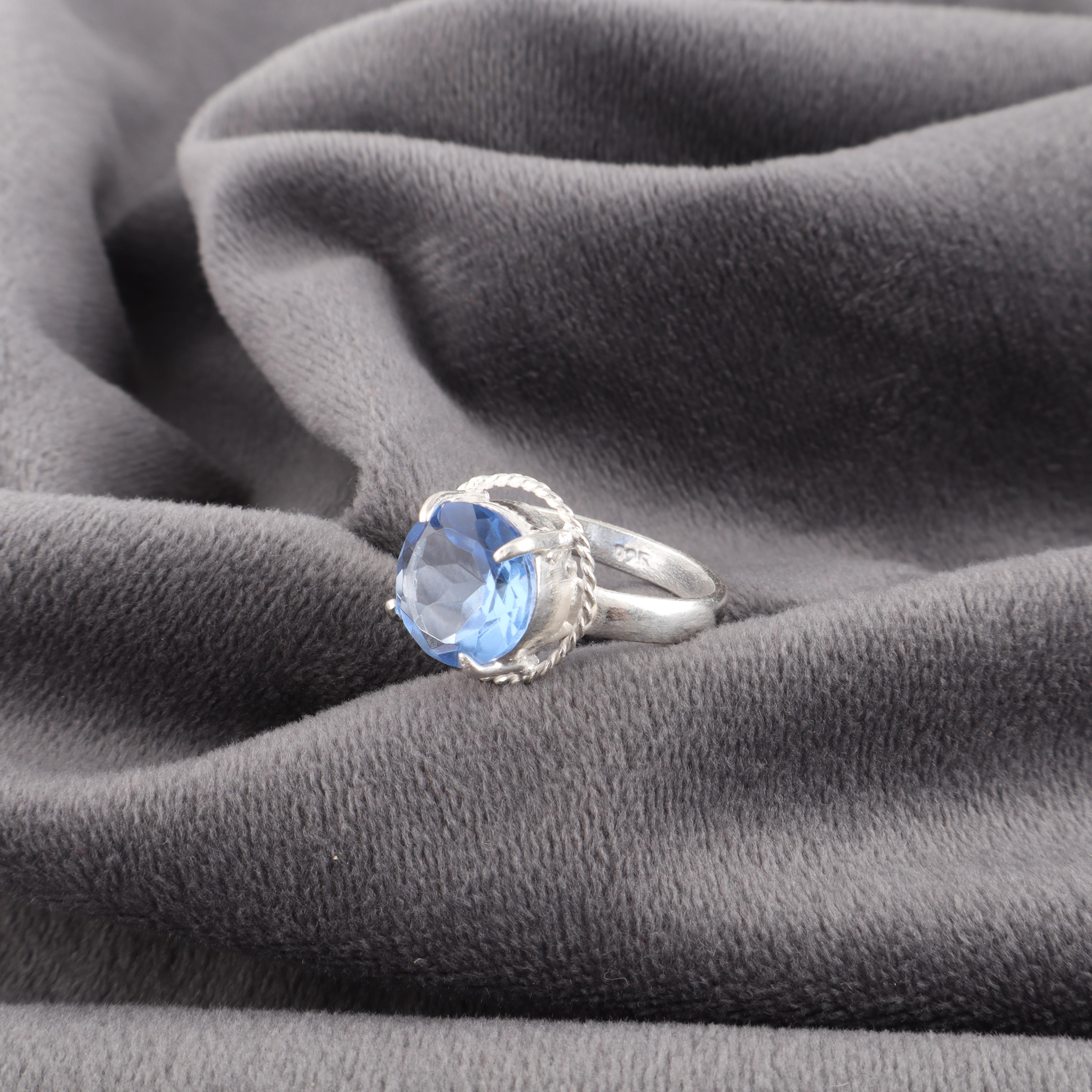 

Кольцо с танзанитом ручной работы, кольцо из стерлингового серебра 925 пробы, изящное украшение, кольцо для подарка на помолвку 12 синий