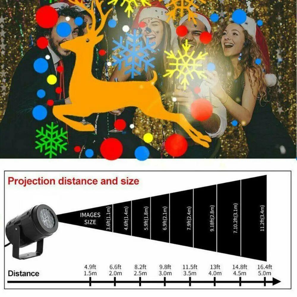 1/2/4PCS USB Powered Christmas Projection Lights 16 Pattern with 270° Rotating LED Stage Light for Festive Party Christmas Decor
