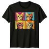 Retro Pop Art Cat T-Shirt Vintage Colourful Cat Lover Funny Birthday Gift