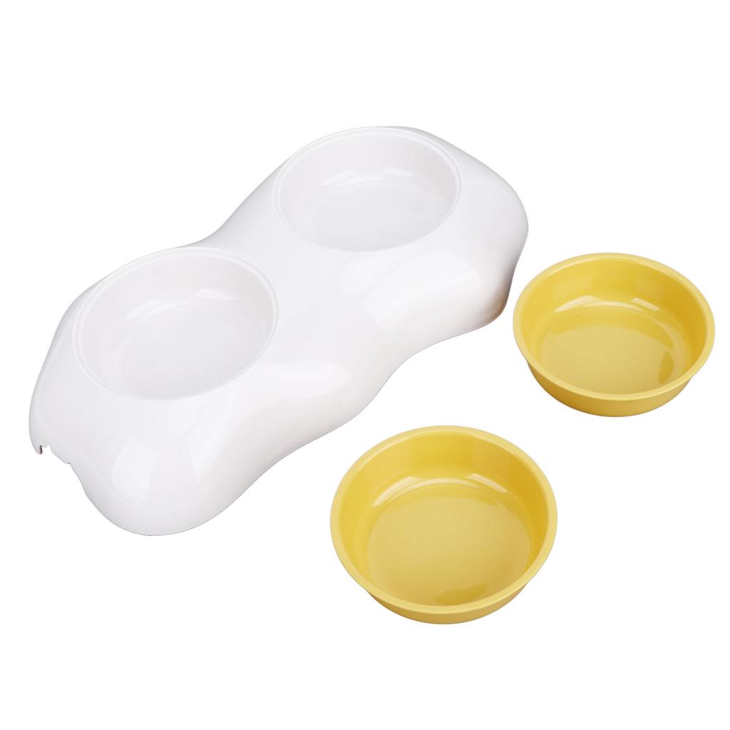 Haustiernapf Auslaufsicher PP Katzennapf Trinkwasser Fütterung Hundenapf für Hund Katze Eigelb Doppelnapf